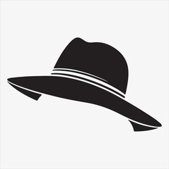 Female hat vector silhouette illustration on White Background