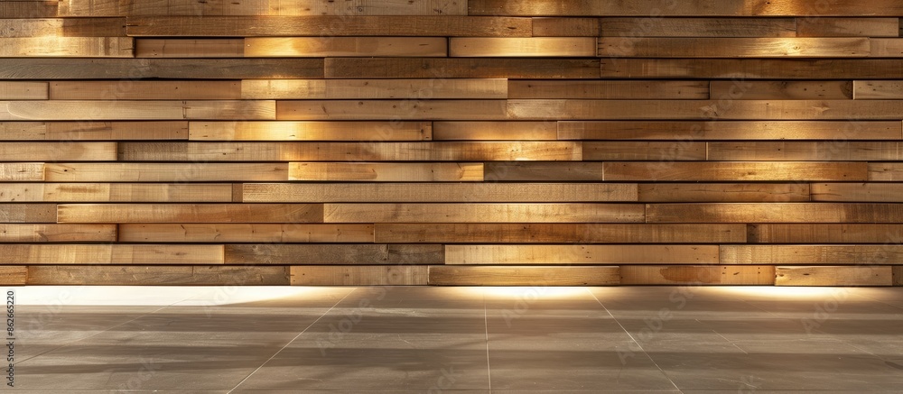 Poster interior decoration with rows of oak decorative strips, providing a natural and elegant touch with a