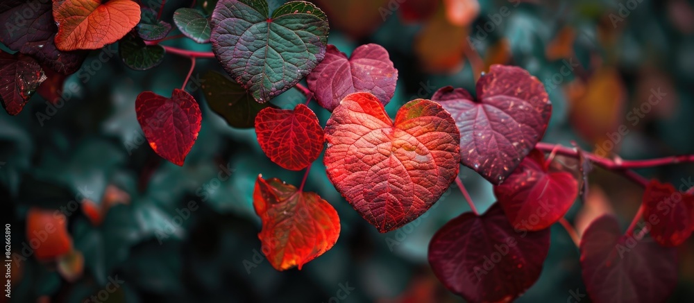 Aufkleber A scenic display of heart-shaped leaves creates a backdrop symbolizing nature's charm and vibrancy with a captivating copy space image.