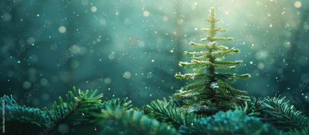 Aufkleber Festive backdrop featuring a fir tree in the center, ideal for adding text or other elements with copy space image.