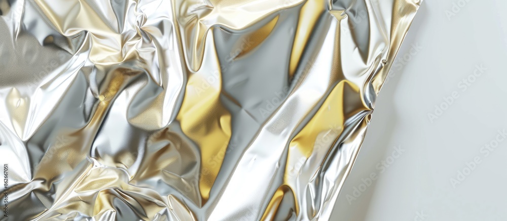 Poster Top view of a blank foil package against a light background with copy space image.