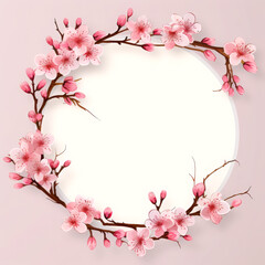 Obraz premium circle decorated sakura flowers on background.