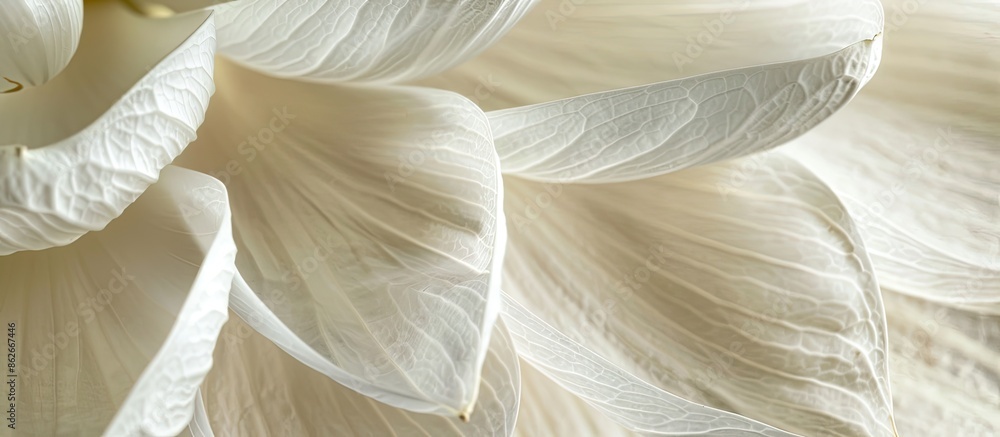 Poster A close-up photo of a white lotus petal, perfect for backgrounds or textures, with empty space for writing or images. Copy space image. Place for adding text and design