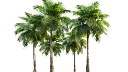 Obraz premium Image of green palm trees on white background.