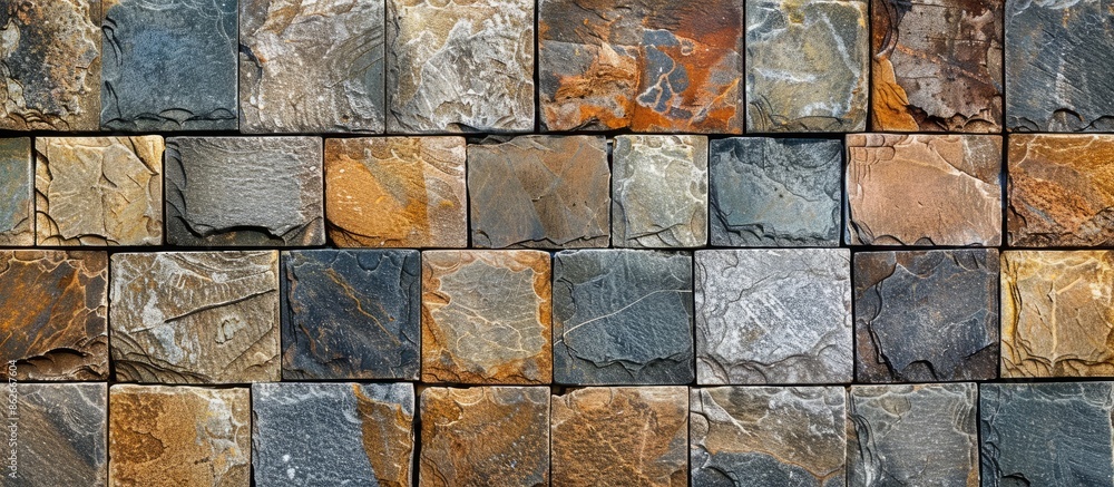 Poster Free stone tile pattern background with copy space image for product or advertising design.