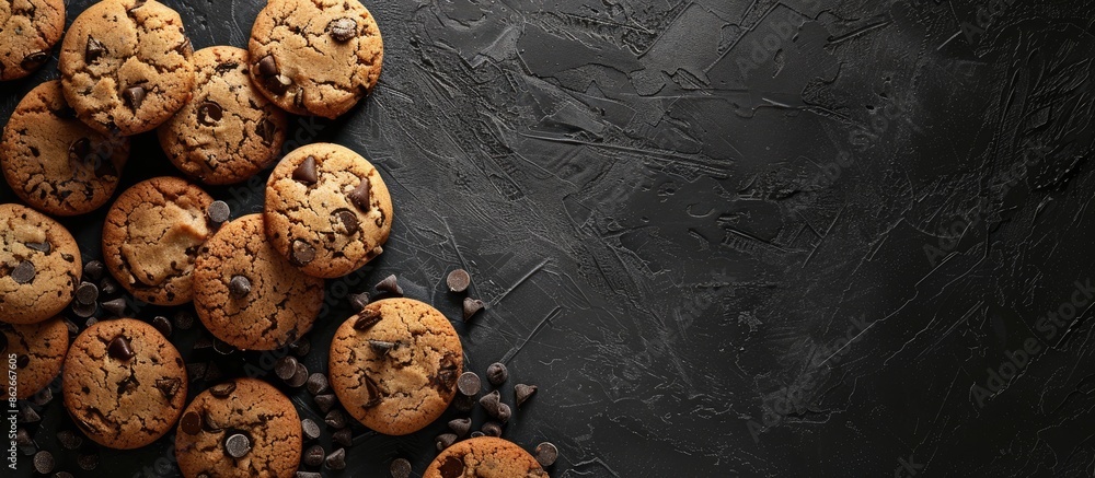 Aufkleber Cookies viewed from above on a background with black and white colors, creating a visually appealing copy space image.