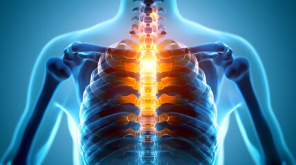 Detailed X-Ray Displaying Osteoporosis in the Ribs for Medical Diagnosis and Treatment Planning