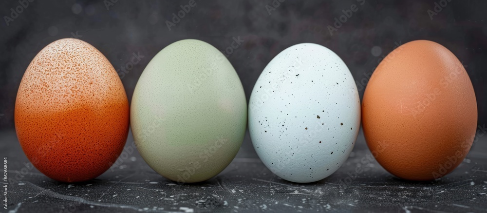 Poster Select the perfect eggs by comparing four different colored chicken eggs with a copy space image for text.