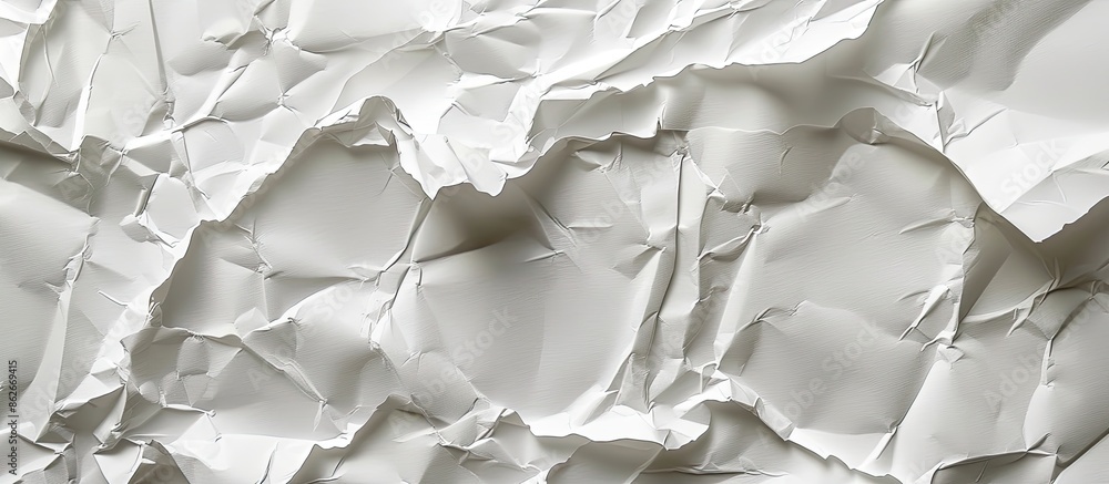 Poster top view of a white paper texture with a crumpled appearance, providing a blank space for images. co