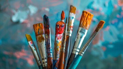Fototapeta premium Colorful Paintbrushes Standing Upright