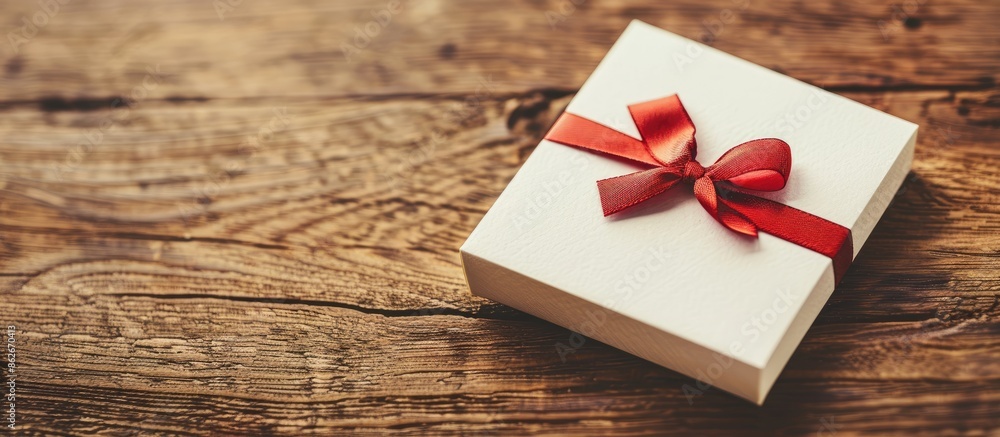 Leinwandbilder present box featuring a blank white card included for a personal message with copy space image.