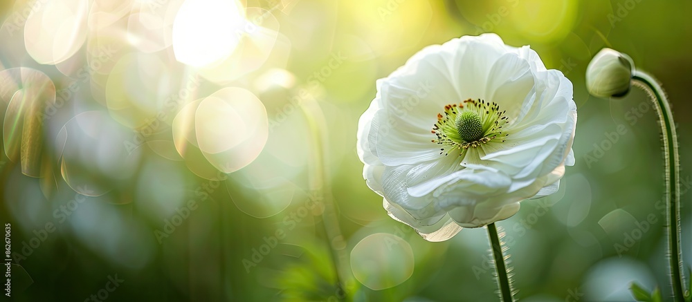 Aufkleber white flower with ample copy space image.
