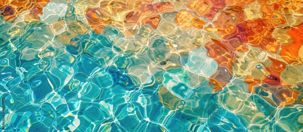 Aufkleber Top view of artistic coral-colored swimming pool water, creating an abstract texture with ample copy space image.