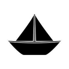 A black boat with a white background