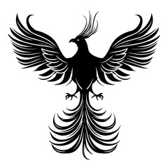 simple black Phoenix Bird silhouette on white background