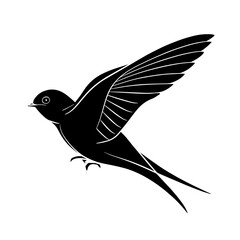 simple black swallow silhouette on white background