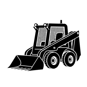 recommend clip art: simple black Skid Steer Loader silhouette on white background