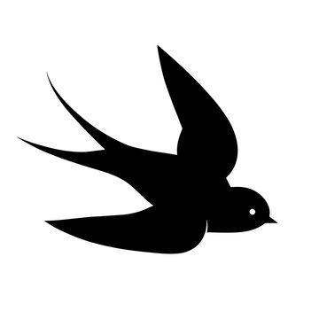 recommend clip art: simple black swallow silhouette on white background