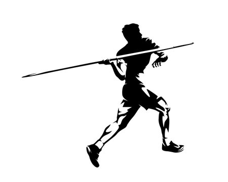Javelin throw, isolated vector silhouette, decathlon athlete