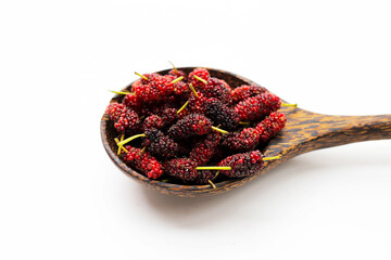 Fresh mulberry on white background.