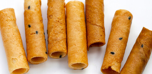 Thai snack, crispy coconut rolls