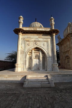 View of ancient mosque ruins from high perspective, multan fort, multan, pakistan.