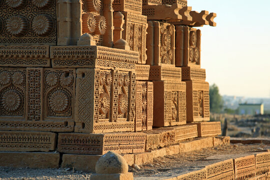 View of Chowkhandi Tombs from aerial perspective, Karachi, Pakistan.
