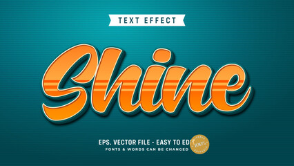 Shine retro editable text effect, script style