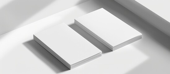 Business card and postcard with soft shadows on a blank background, suitable for a copy space image.