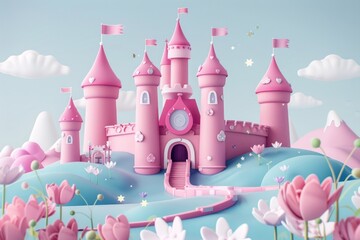 Cute Princess Castle Background Architecture