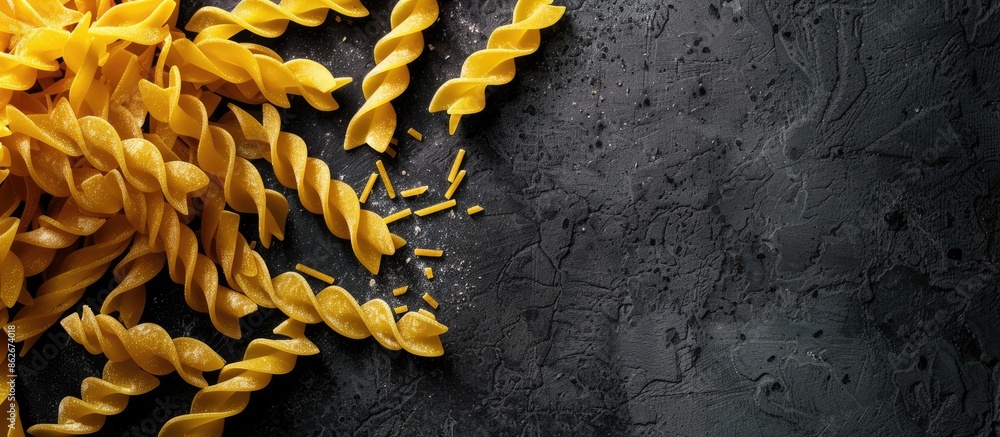 Wall mural Copy space image of dried pasta on a dark backdrop.