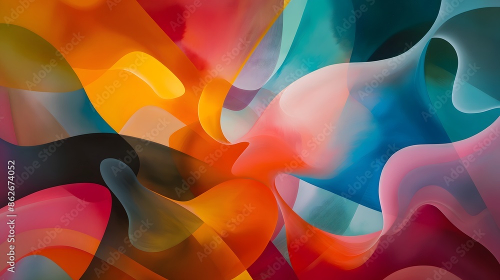 Poster 1. an abstract composition exploring the harmonious interaction of vibrant colors, blending seamless