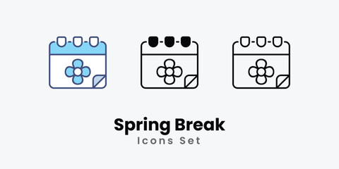 Spring Break icons vector set stock illustration