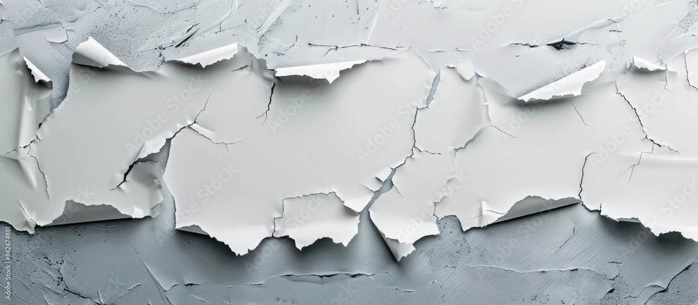 Aufkleber collection of torn white paper on gray background with copy space image.
