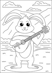 rabbit funny animal coloring book page