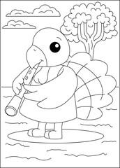 peacock funny animal coloring book page