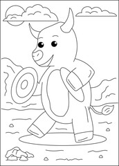 buffalo funny animal coloring book page