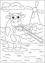 cow funny animal coloring book page