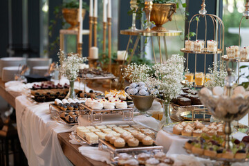 reception at the wedding. candy bar for guest