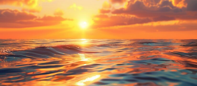 Gorgeous sunset view on the ocean with copy space image.