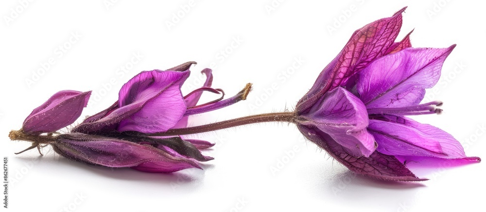 Aufkleber a native south american species featuring a purple inflorescence at the tip on a white background, s