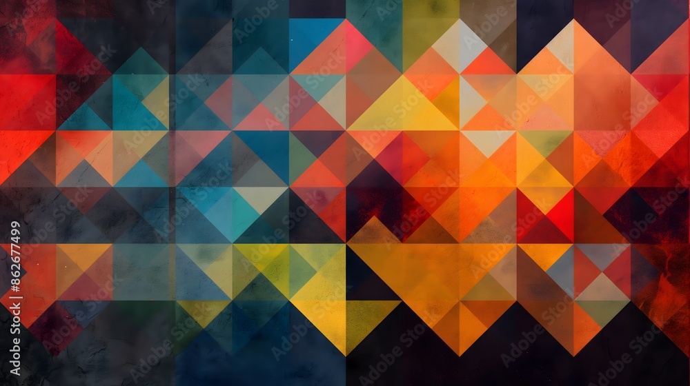 Poster 4. a digital artwork showcasing geometric patterns filled with contrasting colors, creating a visual
