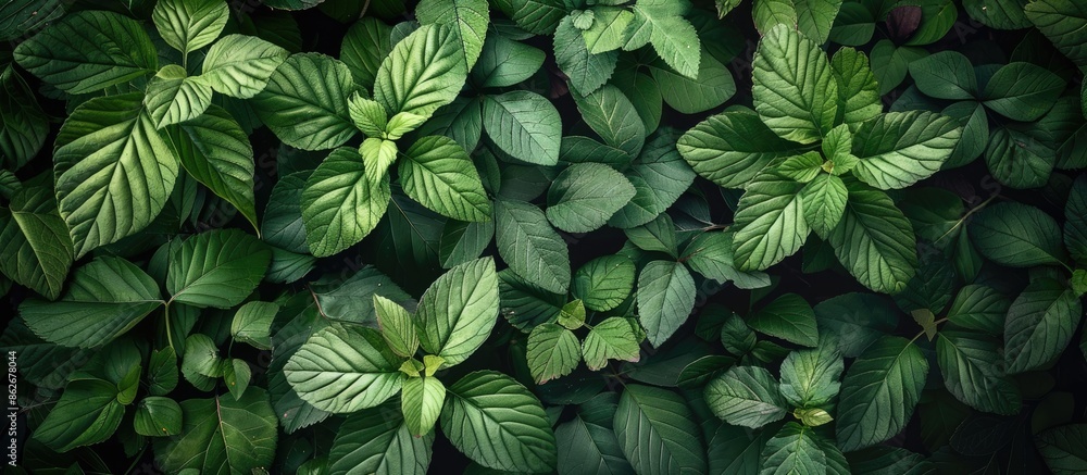 Poster forest foliage showcasing verdant leaves creating an ideal natural backdrop with ample copy space im
