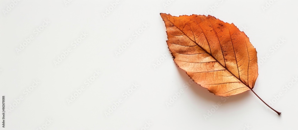 Poster white background showcasing dry leaf with copy space image available.