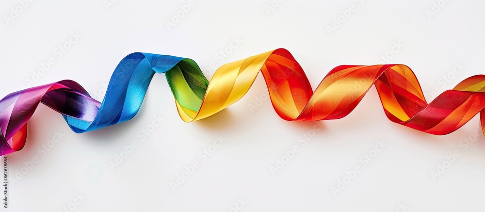 Leinwandbilder Vivid ribbon positioned towards the bottom of the image on a white background with ample copy space.