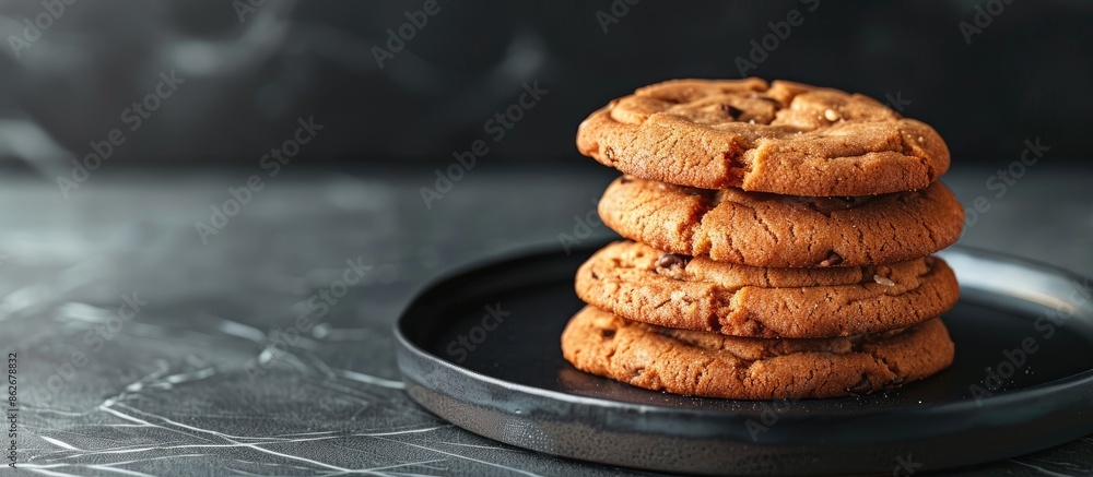 Aufkleber stack of delicious cookies in an elegant arrangement with copy space image.