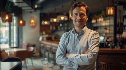 Fototapeta premium The Confident Owner of a Trendy Cafe shop