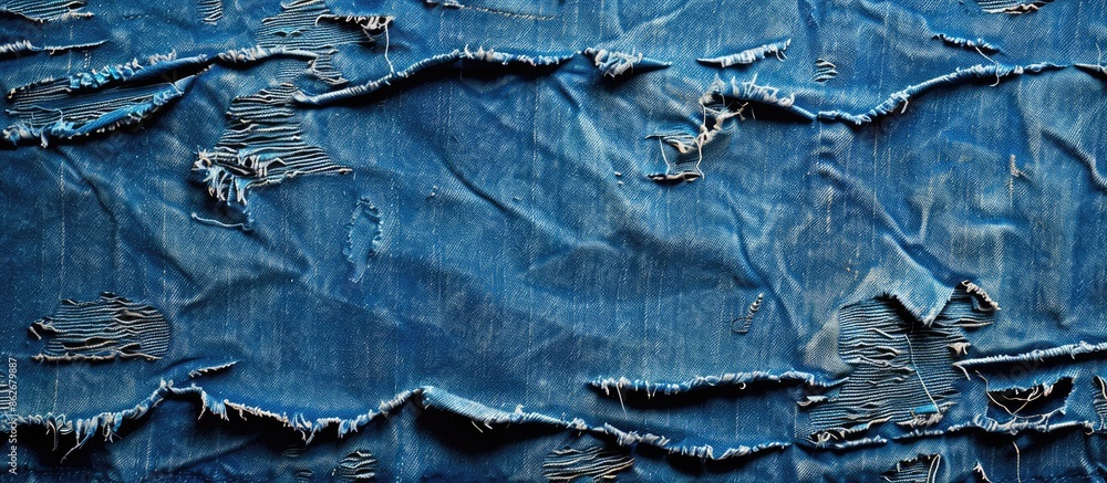 Poster torn denim texture featured in jeans with copy space image.
