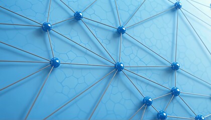 Fototapeta premium Triangular molecular grid in biotechnology research, scientific interface of connected genetic molecules