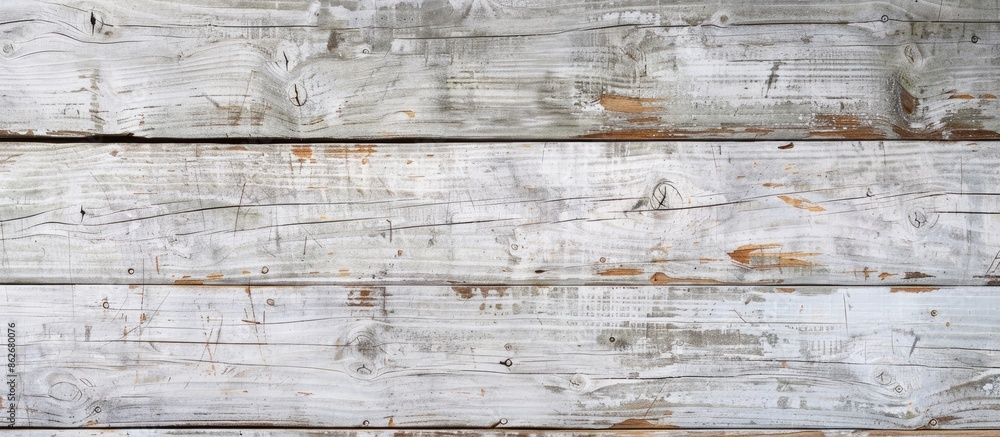 Aufkleber Top view of a weathered wooden background with a light gray color and rustic texture, perfect for a copy space image.